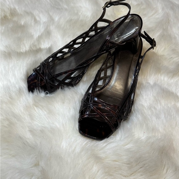 STUART WEITZMAN TORTOISE "TANGLE" PATENT SANDALS Shoes Strappy Size‎ 8 Summer - Picture 6 of 10